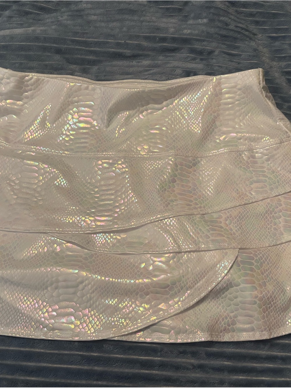 Lucky in Love Iridescent Holographic Pearl Mini Skirt